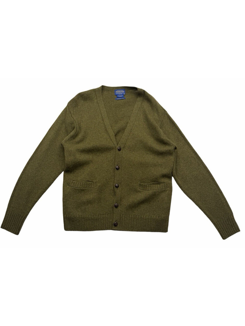 Pendleton Shetland Wool Cardigan Sweater Knit Olive Green Size M